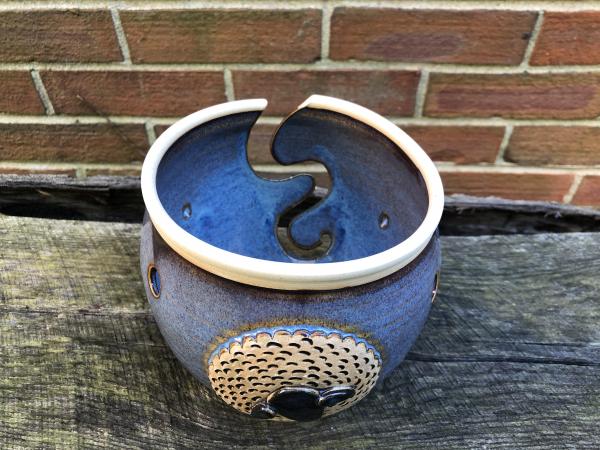 Blue Yarn Bowl With a Sheep Icon 4