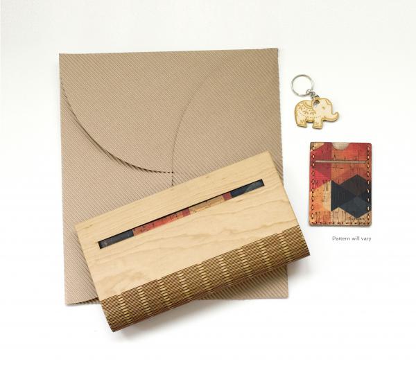 Birch Wood and Cork Fabric Purse - Mod Hex picture