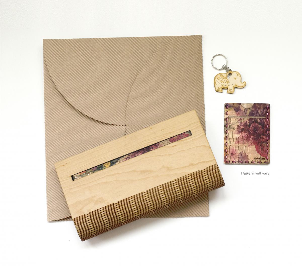 Birch Wood and Cork Fabric Purse - Spring picture