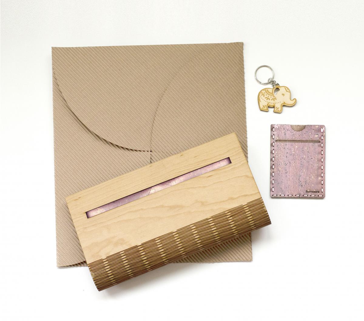 Birch Wood and Cork Fabric Purse - Rose Gold picture