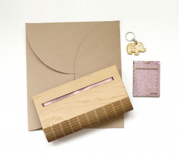 Birch Wood and Cork Fabric Purse - Rose Gold picture