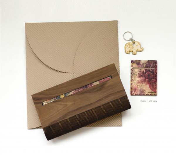 Walnut Wood and Cork Fabric Purse - Spring picture