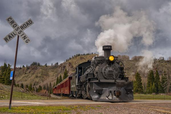 Cumbres & Toltec Railroad Crossing NM - 36X24 - Aluminum Print picture