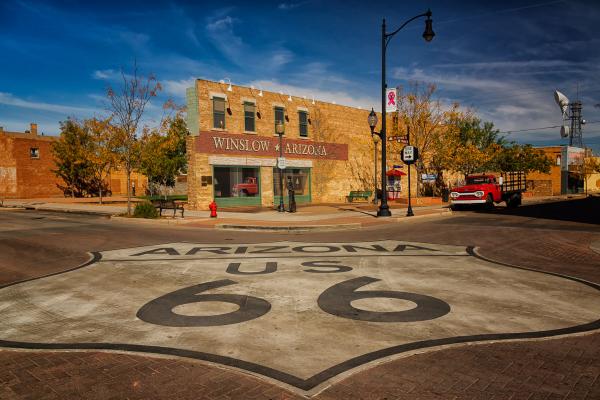 Standing on the Corner in Winslow AZ - 36X24 - Aluminum Print picture