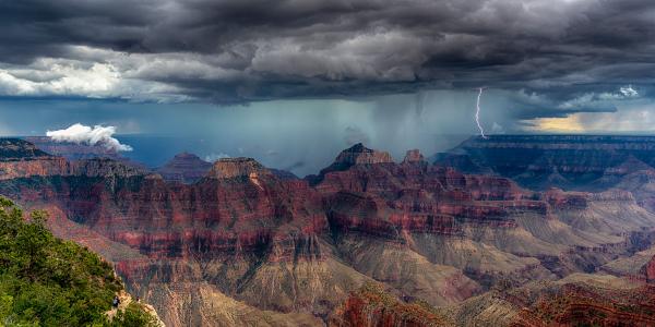 Lightning Double Strike Grand Canyon - 30x15 - Aluminum Print