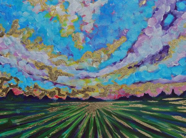 Purple Sunset Over Field Print