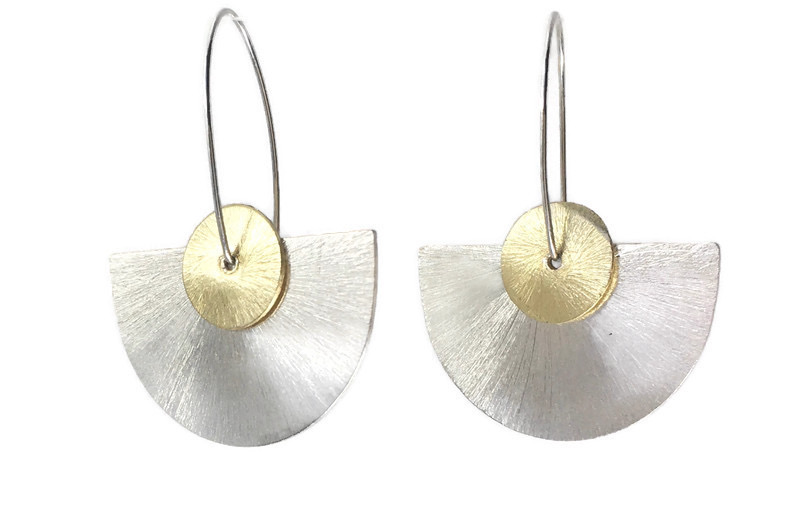 HALF CIRCLE DISC EARRINGS