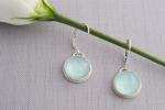 Silver Drop Earrings with Blue Gems