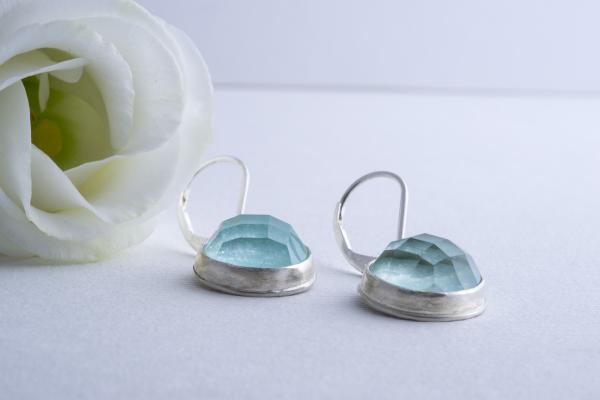 Silver Drop Earrings with Blue Gems picture