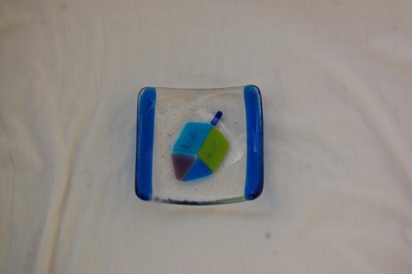 Fused Glass Tray, Hanukkah Dreidel Tray picture