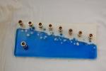 Fused Glass Menorah, Modern Blue and White Hanukkiyah