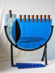 Fused Glass Hanukkiyah, Modern Turquoise Tall Standing Menorah