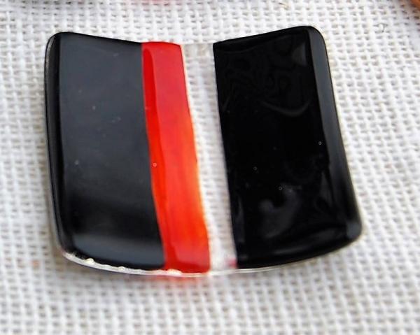 Modern Fused Glass Sushi Set, Black Red and Clear Susi Set picture