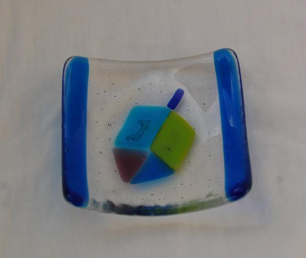 Fused Glass Tray, Hanukkah Dreidel Tray picture