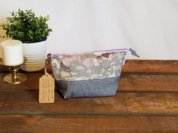 Upcycled Carry-All Pouch | Abstract Lavender & Tweed picture