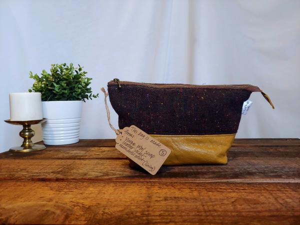 Upcycled Carry-All Pouch | Multicolored Wool & Yellow Leather