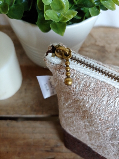 Upcycled Carry-All Pouch | Vintage Baroque Curtain & Wool picture