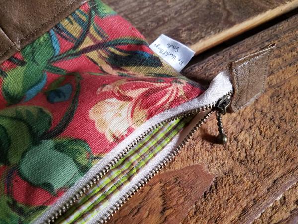 Upcycled Carry-All Pouch | Tuscan Summer Floral & Leather picture