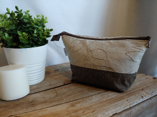 Upcycled Carry-All Pouch | Woven Floral & Checked Wool