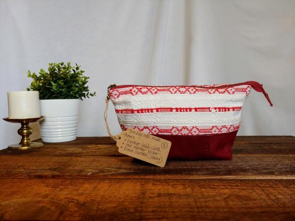 Upcycled Carry-All Pouch | Woven Textile & Leather picture