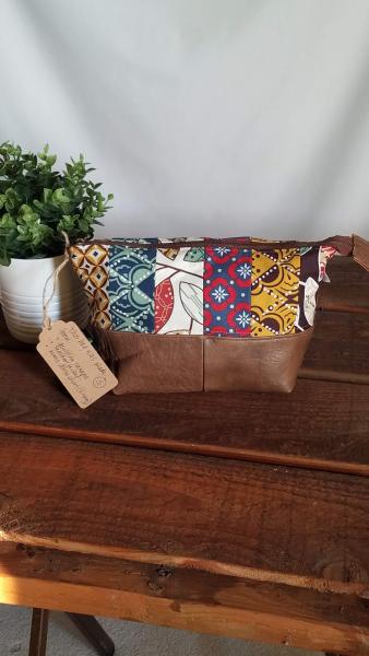 Upcycled Carry-All Pouch | Vintage Patchwork & Leather picture