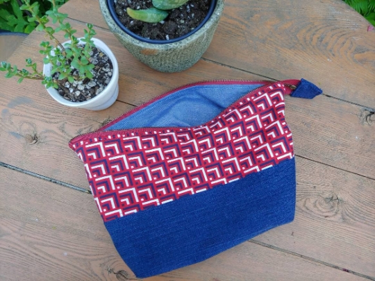 Upcycled Carry-All Pouch | Red, White & Blue picture