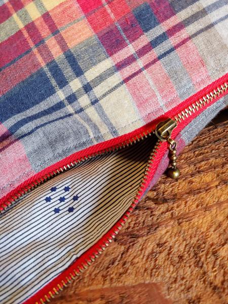 Upcycled Carry-All Pouch | Red Plaid & Linen picture
