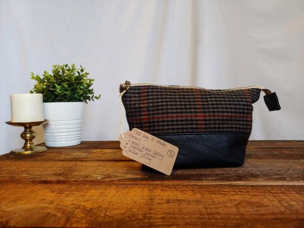 Upcycled Carry-All Pouch | Bookish Plaid & Leather picture