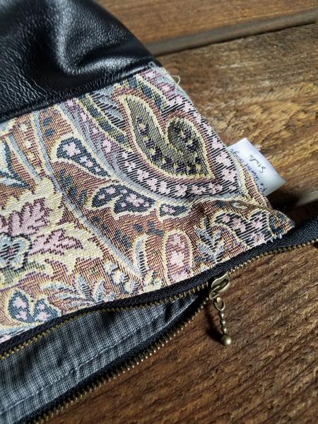 Upcycled Carry-All Pouch | Vintage Paisley & Leather picture