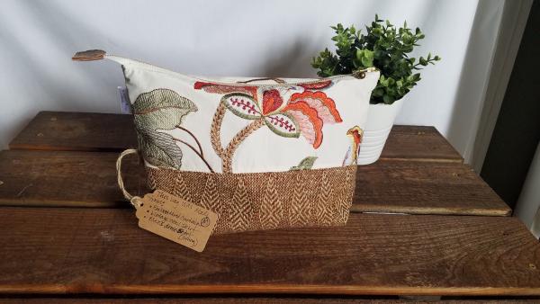 MEDIUM Upcycled Carry-All Pouch | Autumnal Embroidery & Wool Active
