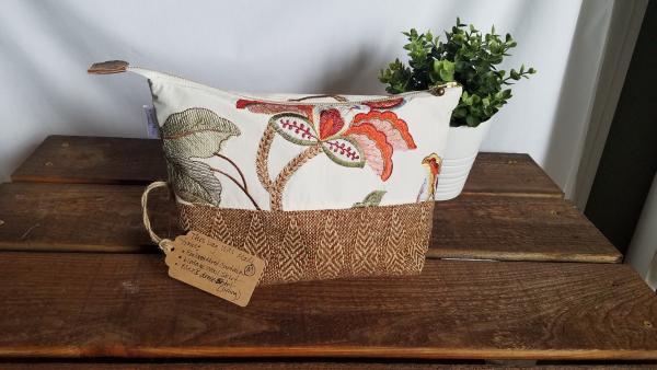 MEDIUM Upcycled Carry-All Pouch | Autumnal Embroidery & Wool Active picture