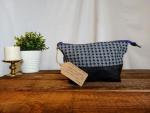 Upcycled Carry-All Pouch | Blue Diamond Motif & Leather