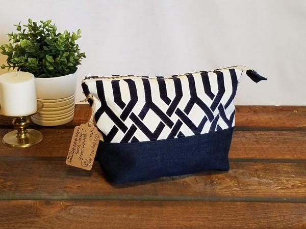 MEDIUM Upcycled Carry-All Pouch | Sophisticated Upholstery & Denim picture