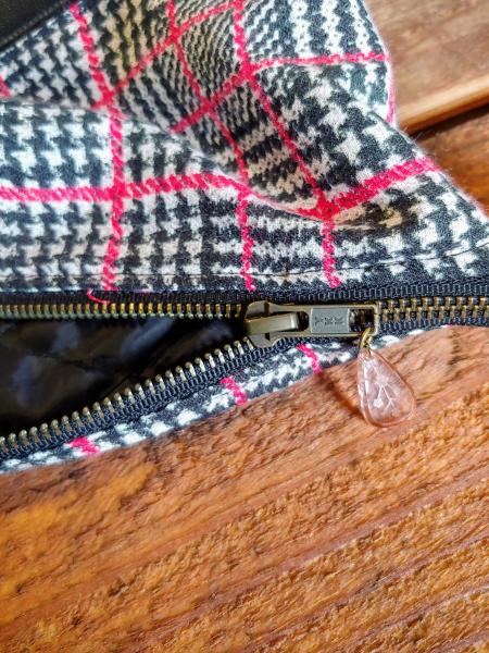 MEDIUM Upcycled Carry-All Pouch | Preppy Pink & Leather picture