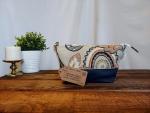 Upcycled Carry-All Pouch | Neutral Floral & Blue Leather