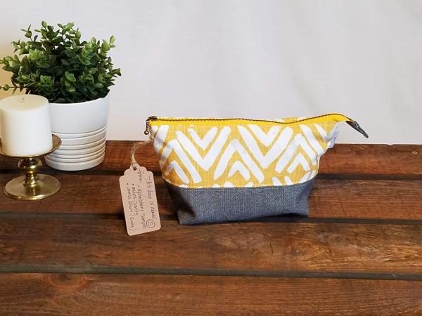 Upcycled Carry-All Pouch | Summer Yellow Chevrons picture