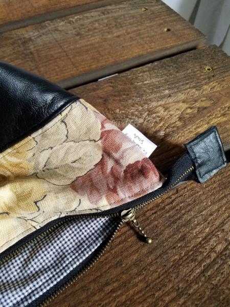 Upcycled Carry-All Pouch | Vintage Floral & Leather picture