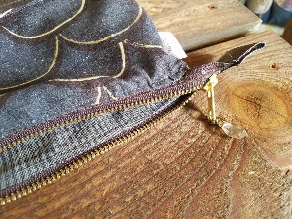 MEDIUM Upcycled Carry-All Pouch | Silk Scallops & Suede picture