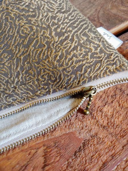 Upcycled Carry-All Pouch | Golden Ripples & Linen picture