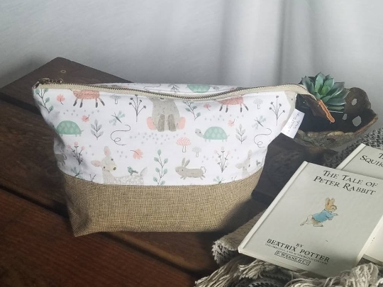 Upcycled Carry-All Pouch | Forest Animals & Canvas