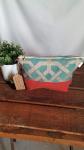 MEDIUM Upcycled Carry-All Pouch | Geometric Teal & Rust