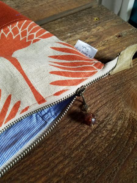 MEDIUM Upcycled Carry-All Pouch | Rust Cranes & Wool picture