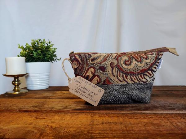 Upcycled Carry-All Pouch | Ornate Paisley & Linen picture