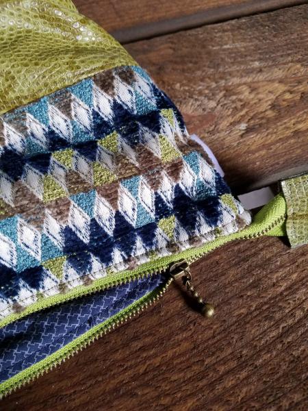 Upcycled Carry-All Pouch | Vintage Diamonds & Snake Skin picture