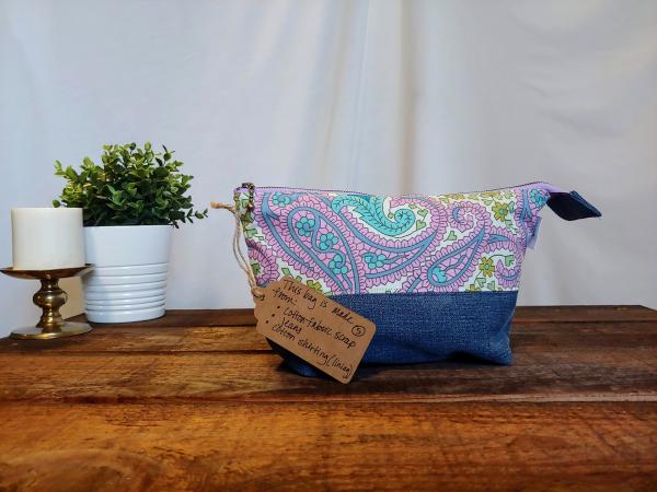 Upcycled Carry-All Pouch | Purple Paisley & Denim