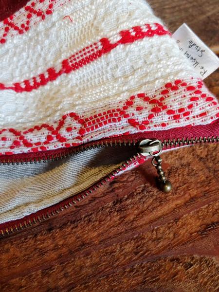 Upcycled Carry-All Pouch | Woven Textile & Leather picture