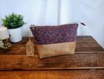 MEDIUM Upcycled Carry-All Pouch | Purple Ginkgo & Leather