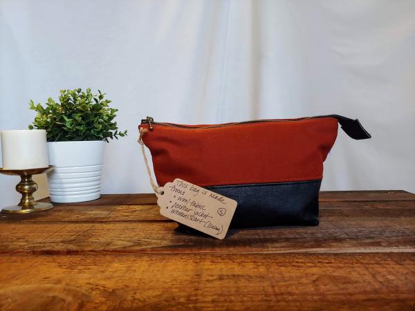 Upcycled Carry-All Pouch | Rusty Wool & Leather *Surprise Lining* picture