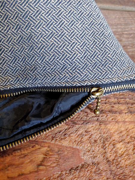 Upcycled Carry-All Pouch | Classic Herringbone & Leather picture