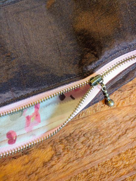 Upcycled Carry-All Pouch | Pink Paisley & Brown Suede picture